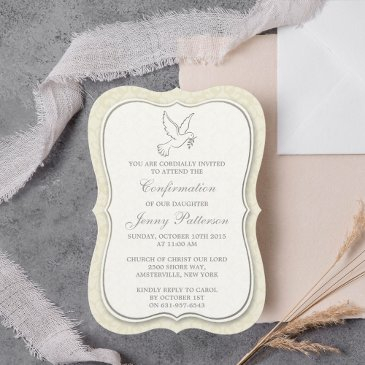 elegant dove holy spirit communion or confirmation invitation