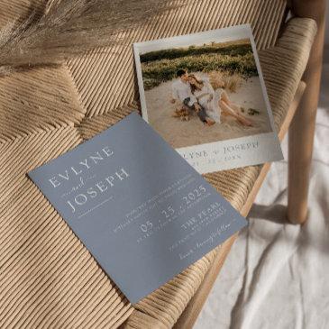 elegant dusty blue minimalist boho modern wedding invitation