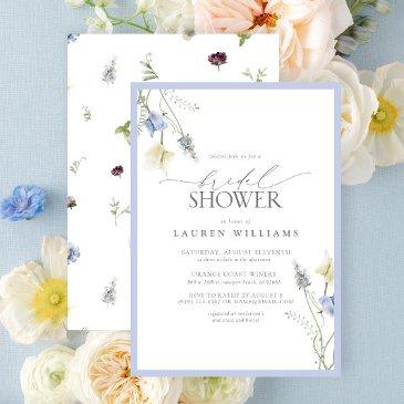 elegant dusty blue wildflower bridal shower invitation