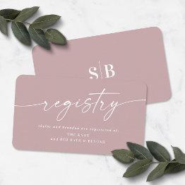 Small Elegant Dusty Mauve Wedding Shower Gift Registry Enclosure Invitations Front View