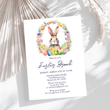 elegant easter brunch floral bunny invitation