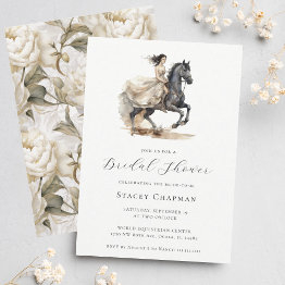 Small Elegant Equestrian Bride Horse Bridal Shower Invitation Front View