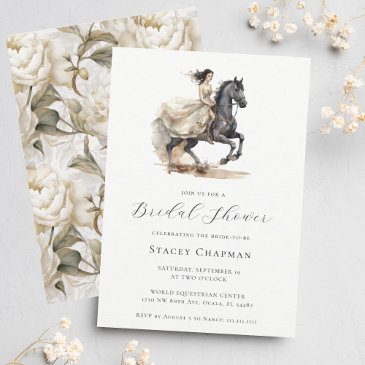 elegant equestrian bride horse bridal shower invitation