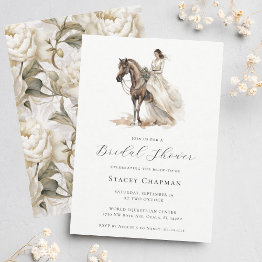 Small Elegant Equestrian Bride Horse Bridal Shower Invitation Front View