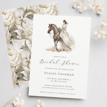 elegant equestrian bride horse bridal shower invitation