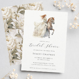 Small Elegant Equestrian Bride Horse Bridal Shower Invitation Front View