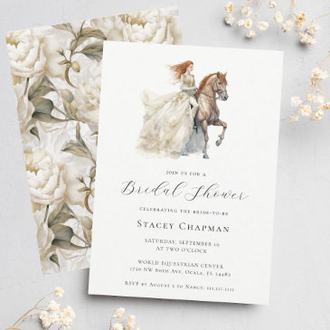 elegant equestrian bride horse bridal shower invitation