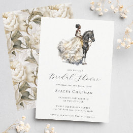Small Elegant Equestrian Bride Horse Bridal Shower Invitation Front View