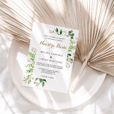 elegant eucalyptus leaf greenery spanish wedding invitation