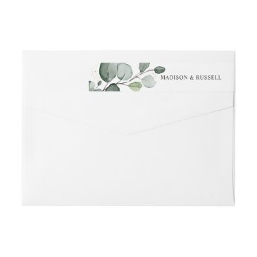 elegant eucalyptus leaves return address wrap around label
