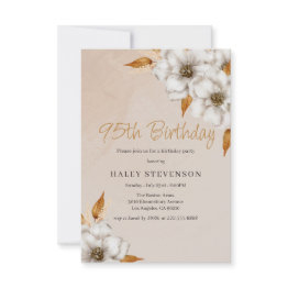 Small Elegant Fall Boho Chic Floral 95th Birthday Party Invitation Front View