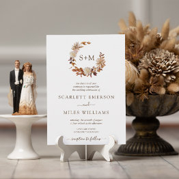 Small Elegant Fall Leaves Wedding Invitation Front View