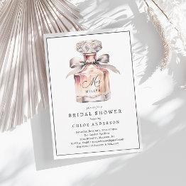 Small Elegant Fancy Watercolor Perfume Bridal Shower Invitation Front View