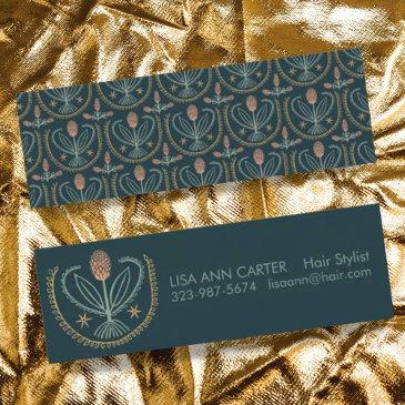 elegant floral pattern lucile tile deep green mini business invitations