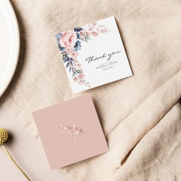 elegant floral pink blue watercolor thank you invitations
