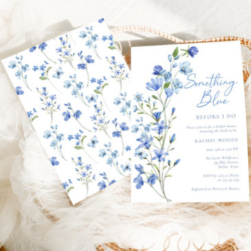 elegant floral something blue bridal shower invitation
