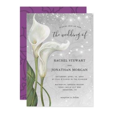 elegant floral watercolor white calla lily wedding invitation
