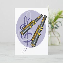 Small Elegant Flute Duet Music Musical Instrument  Invitation Front View
