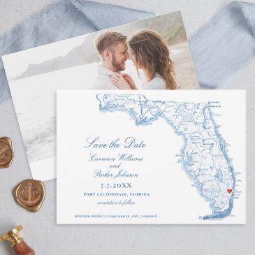 elegant fort lauderdale florida wedding navy map save the date