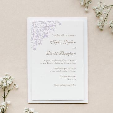 elegant french regency purple fleur de lis pattern invitation
