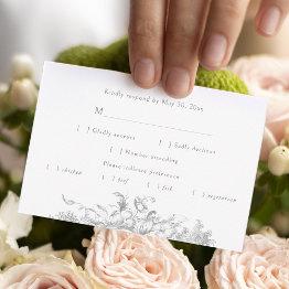 Small Elegant French Rococo Floral Rsvp Invitations Front View