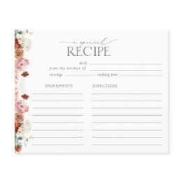 Small Elegant Garden Flowers Bridal Shower Recipe Front View