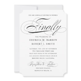 Small Elegant Gay Wedding Invitation Finally Calligraphy Front View