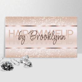 Small Elegant Glitter Product Labels Light Rose Gold Business Invitations Front View