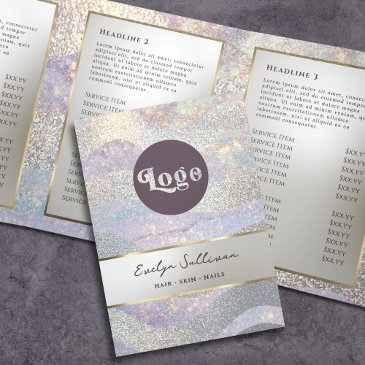 elegant glitter watercolor waves trifold brochure