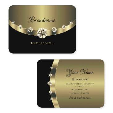 elegant gold and black shimmery jewels rhinestones business invitations