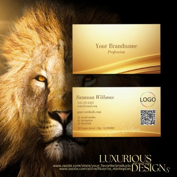 elegant gold beige curve decor logo and qr code business invitations