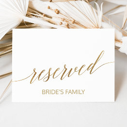 Small Elegant Gold Calligraphy Reserved Sign Invitations Front View