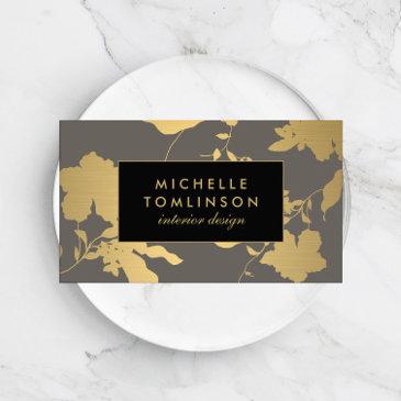 elegant gold floral pattern gray designer business invitations