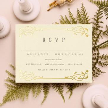 elegant gold foil art nouveau rsvp foil invitation postinvitations