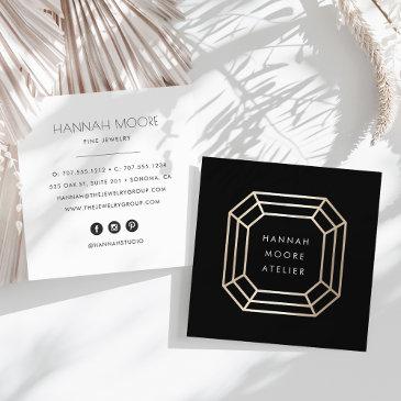 elegant gold gemstone logo | jewelry design square business invitations