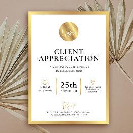Small Elegant Gold Logo Client Appreciation Day Business Invitation Front View