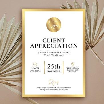 elegant gold logo client appreciation day business invitation