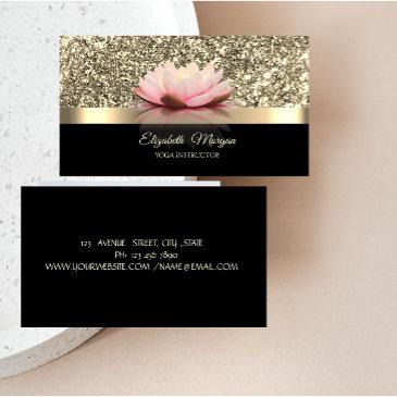 elegant gold, lotus flower yoga instructor business invitations