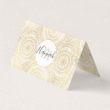 elegant gold mandala sunflower white pattern business invitations