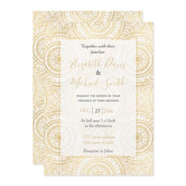 elegant gold mandala sunflower white pattern invitation