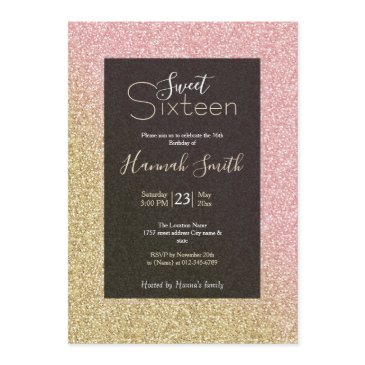 elegant gold & rose gold glitter sparkles image invitation