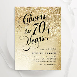 Small Elegant Gold Surprise 70th Birthday Invitation Front View