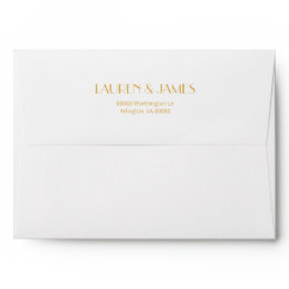 Small Elegant Gold White Geometric Art Deco Wedding Envelope Front View