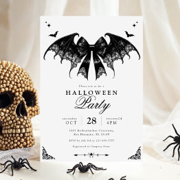 Small Elegant Gothic Halloween Party Invitation Front View