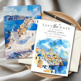 Small Elegant Greece Destination Wedding Save The Date Invitation Front View