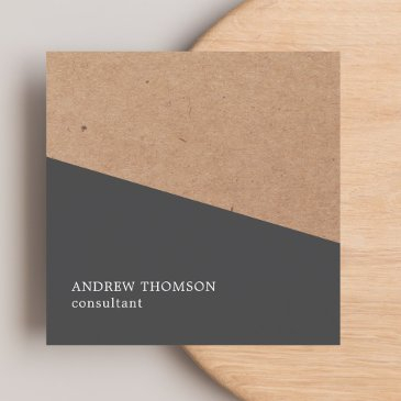 elegant grey faux kraft geometric consultant square business invitations