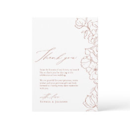 Small Elegant Hand Drawn Floral Terracotta Wedding Thank You Invitations Front View