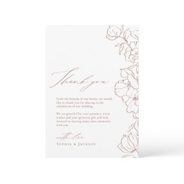 elegant hand drawn floral terracotta wedding thank you invitations