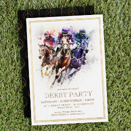 Small Elegant Horse Race Derby Party / Equestrian Invitation Front View