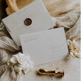 Small Elegant Ivory Minimalist A7 Wedding Envelope Front View